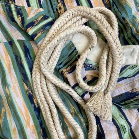 Free People Sz L Heart Shaped Face Asymmetrical Ruffled Mini Dress Green Boho - Picture 16 of 16